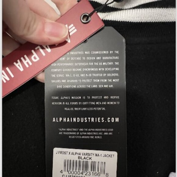 NWT-ALPHA INDUSTRIES X J FROST Varsity MA-1 Jacket Sz L “Heart Broken” - Picture 4 of 5